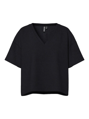 Black T-shirts - Pcchilli Summer 2/4 V-Neck Sweatshirt Noos van Pieces