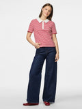 Pcdonna Ss Rib Polo Top D2D - koop Tops van Pieces bij Meisjes Brugge