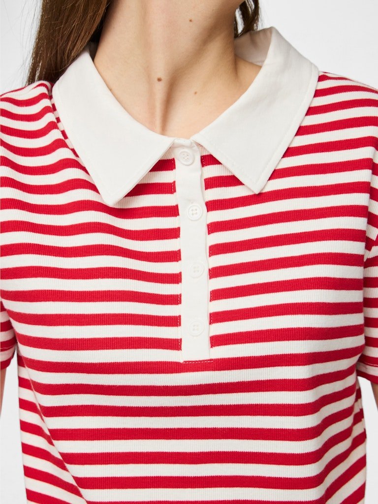 Pcdonna Ss Rib Polo Top D2D - koop Tops van Pieces bij Meisjes Brugge