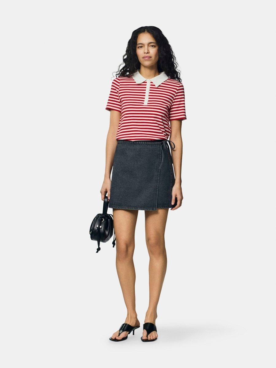 30% Pcdonna Ss Rib Polo Top D2D van Pieces – Tops voor dames | Meisjes Brugge