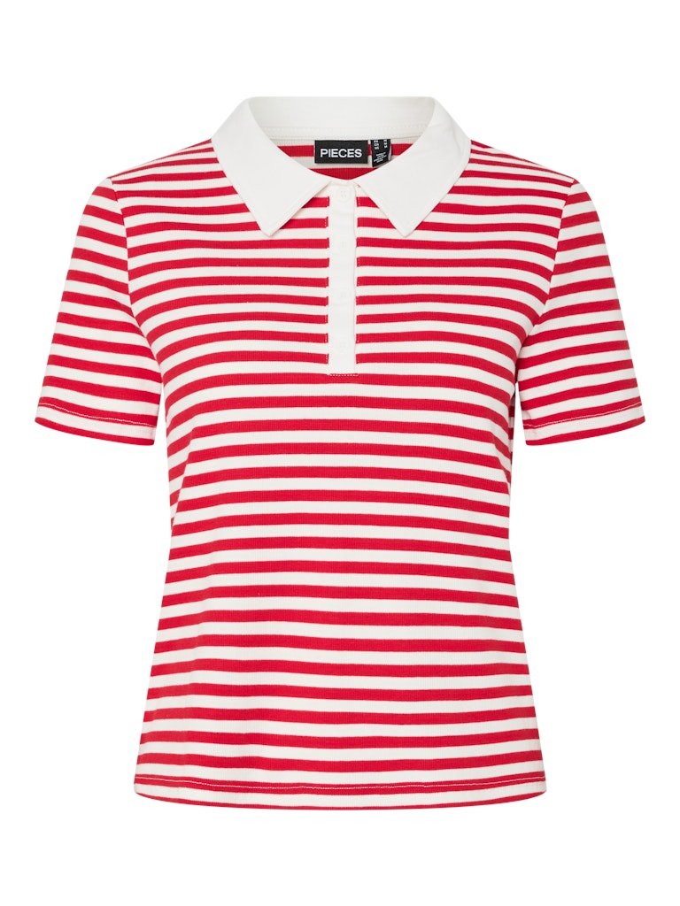 Pcdonna Ss Rib Polo Top D2D - koop Tops van Pieces bij Meisjes Brugge