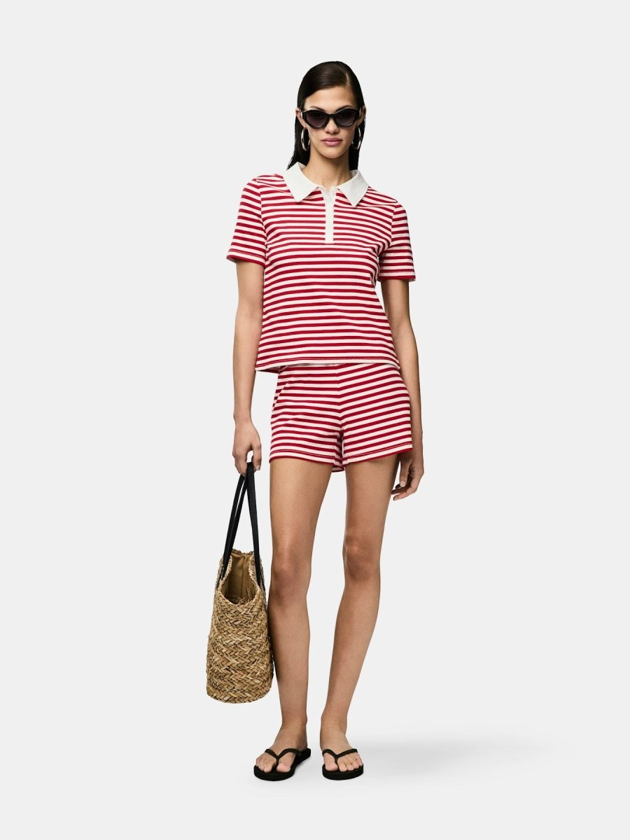 30% Pcdonna Ss Rib Polo Top D2D van Pieces – Tops voor dames | Meisjes Brugge
