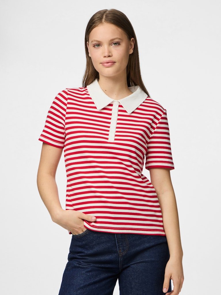 30% Pcdonna Ss Rib Polo Top D2D van Pieces – Tops voor dames | Meisjes Brugge