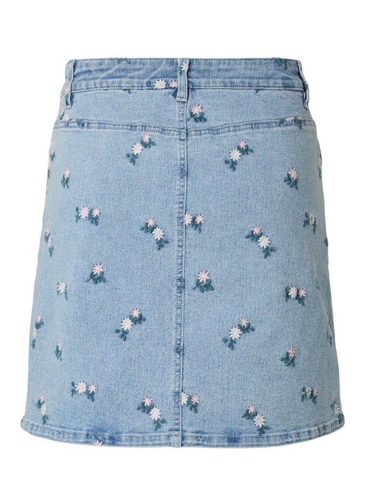 Pcflora Hw Short Denim Emb Skirt Noos van Pieces – Rokken voor dames | Meisjes Brugge
