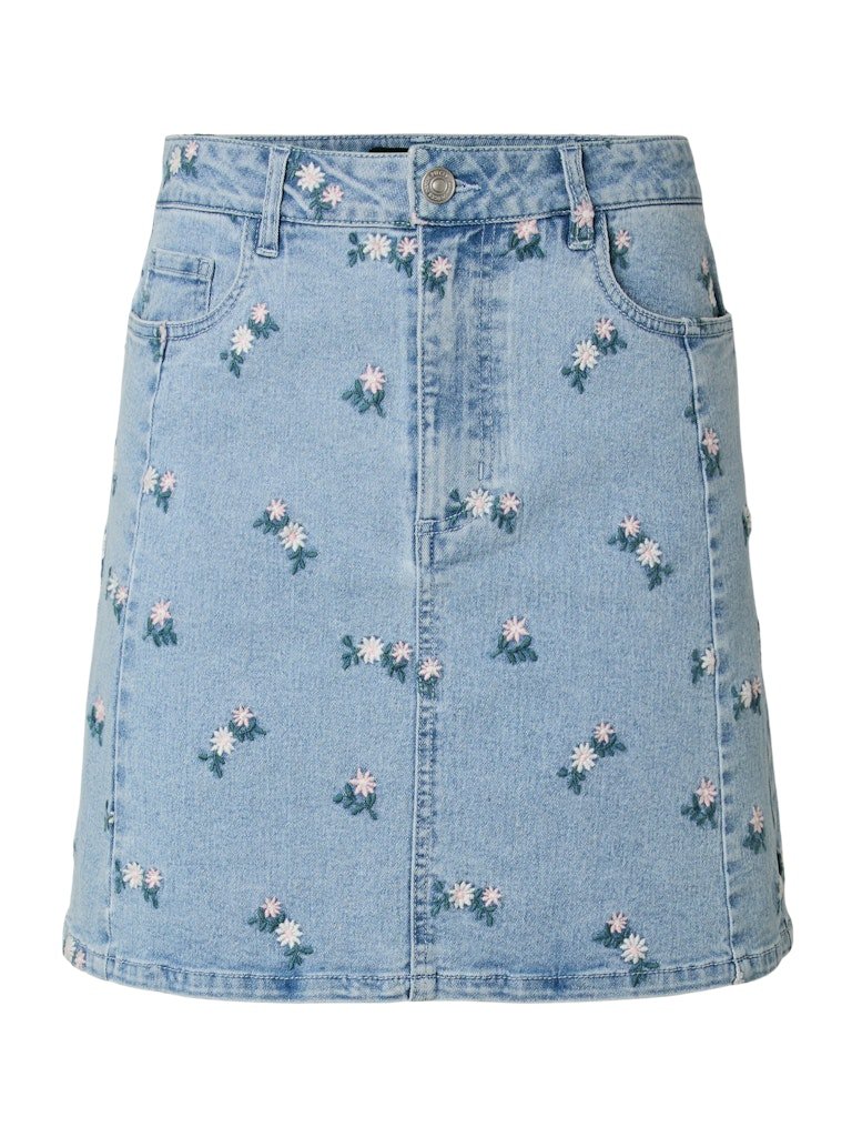 Pcflora Hw Short Denim Emb Skirt Noos van Pieces – Rokken voor dames | Meisjes Brugge