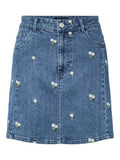 Pcflora Hw Short Denim Emb Skirt Noos – Rokken voor dames in kleur | Meisjes