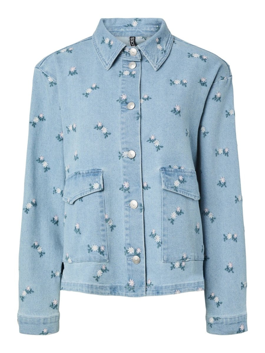 Pcflora Ls Denim Emb Shirt Noos van Pieces – Shirts voor dames | Meisjes Brugge
