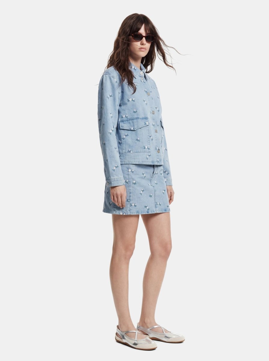 Pcflora Ls Denim Emb Shirt Noos van Pieces – Shirts voor dames | Meisjes Brugge