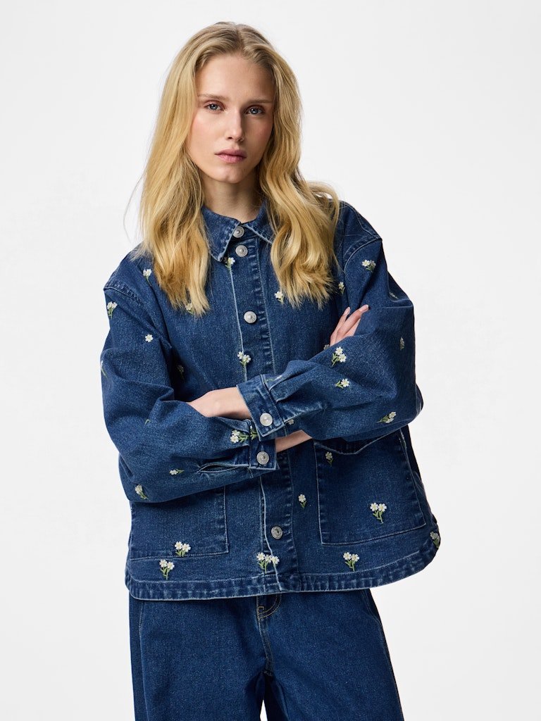 Pcflora Ls Denim Emb Shirt Noos van Pieces – Shirts voor dames | Meisjes Brugge