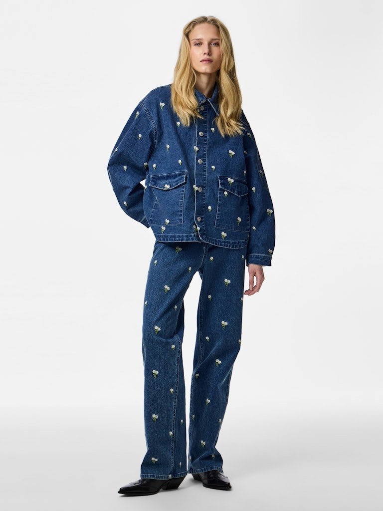 Pcflora Ls Denim Emb Shirt Noos van Pieces – Shirts voor dames | Meisjes Brugge