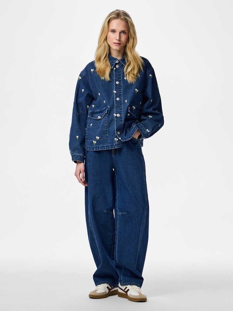 Pcflora Ls Denim Emb Shirt Noos van Pieces – Shirts voor dames | Meisjes Brugge