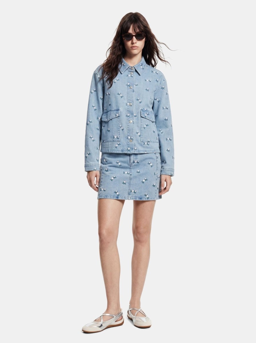 Pcflora Ls Denim Emb Shirt Noos van Pieces – Shirts voor dames | Meisjes Brugge