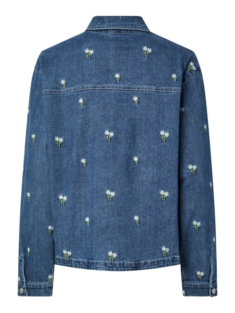 Pcflora Ls Denim Emb Shirt Noos van Pieces – Shirts voor dames | Meisjes Brugge