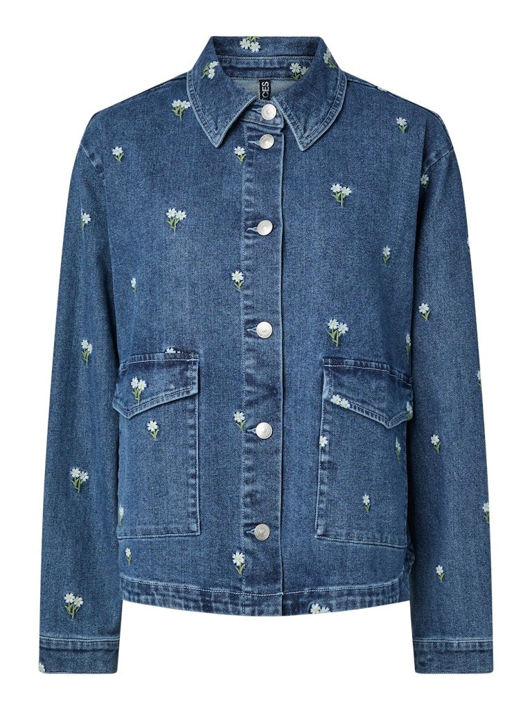 Pcflora Ls Denim Emb Shirt Noos van Pieces – Shirts voor dames | Meisjes Brugge
