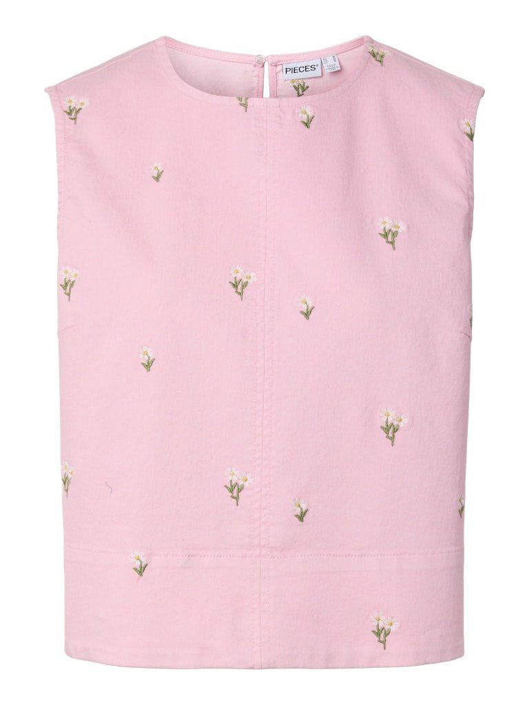 Pcflora Sl Emb Denim Top D2D van Pieces – Tops voor dames | Meisjes Brugge