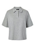 Light grey melange Sweaters - Pcgippy Ss Polo Sweat van Pieces