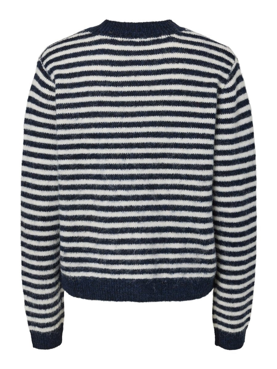 Maritime blue-Egret + red statement Pulls - Pcjada Ls O-Neck Knit van Pieces