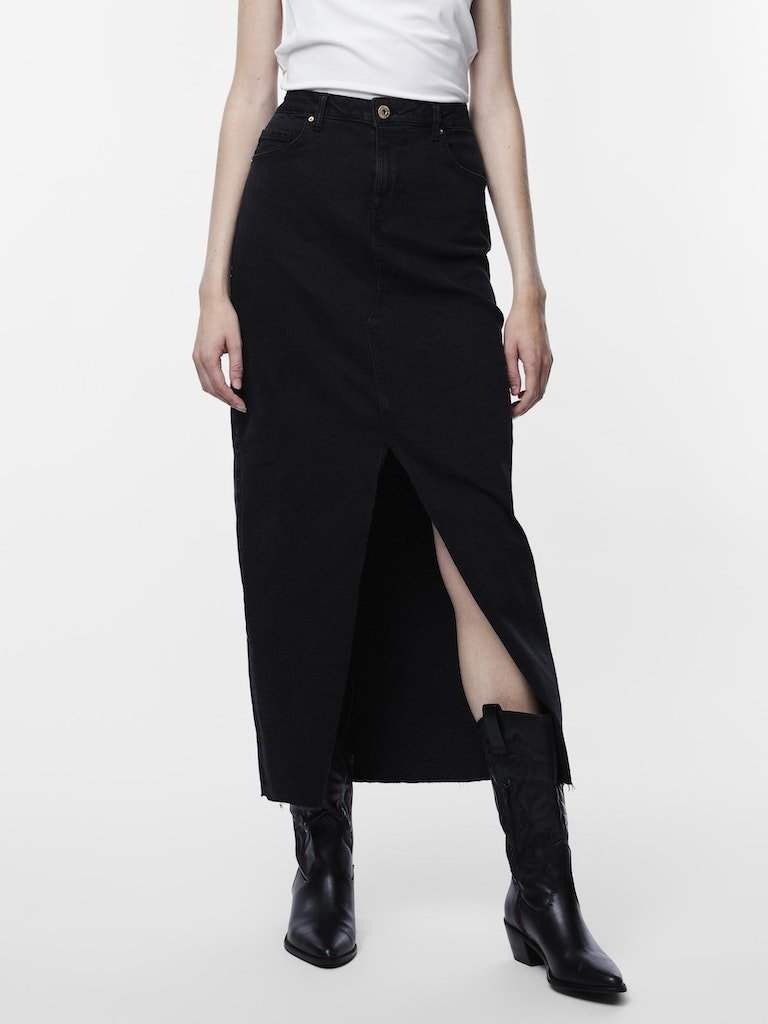 Black Rokken - Pcjessie Hw Ankle Denim Skirt Noos van Pieces