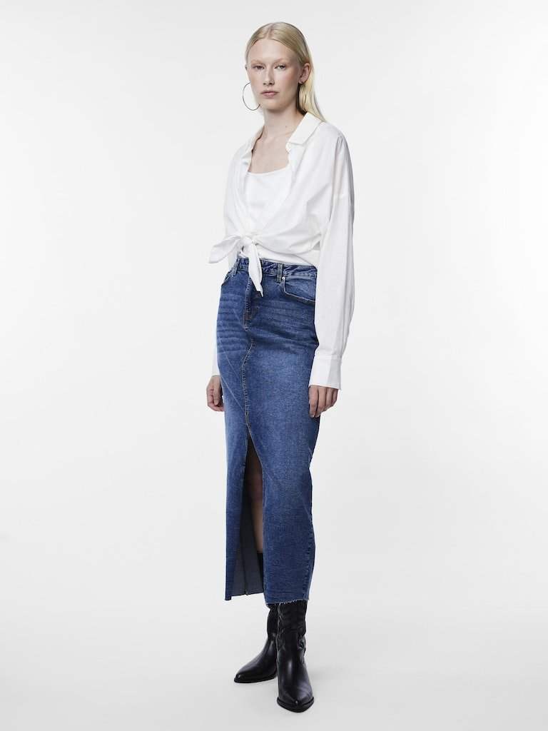 Pcjessie Hw Ankle Denim Skirt Noos van Pieces – Rokken voor dames | Meisjes Brugge