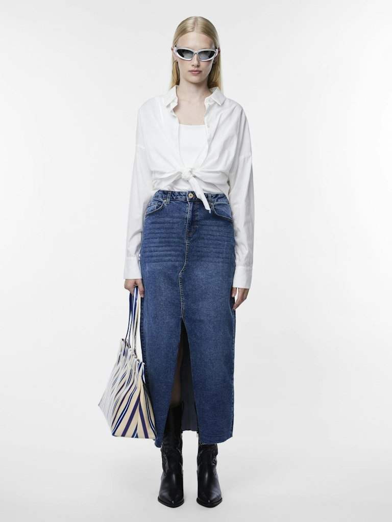 Pcjessie Hw Ankle Denim Skirt Noos - koop Rokken van Pieces bij Meisjes Brugge