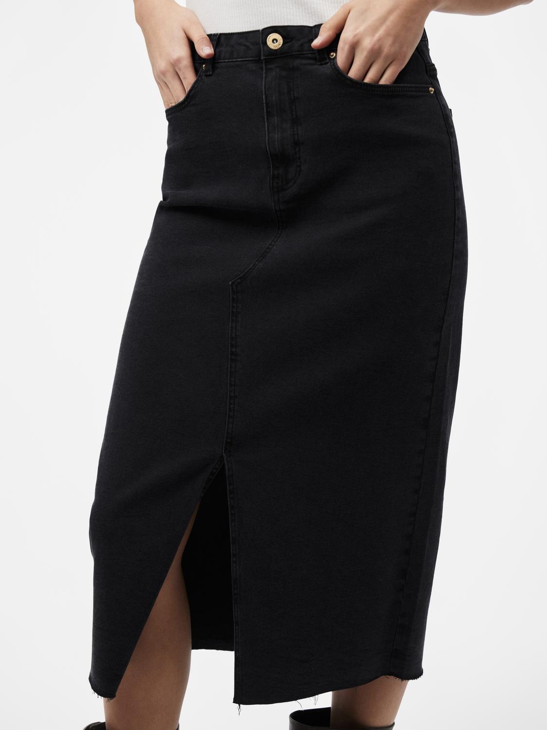 Rokken - Pcjessie Hw Denim Midi Skirt Noos van Pieces