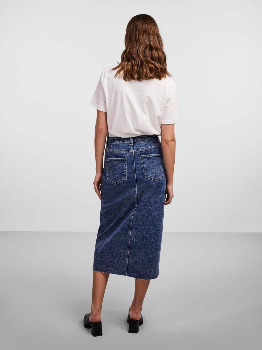 Pcjessie Hw Denim Midi Skirt Noos van Pieces – Rokken voor dames | Meisjes Brugge