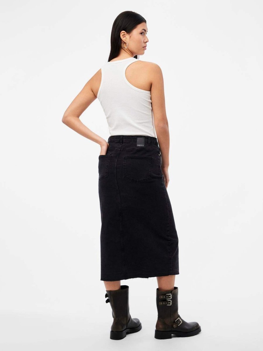 Pcjessie Hw Denim Midi Skirt Noos van Pieces – Rokken voor dames | Meisjes Brugge
