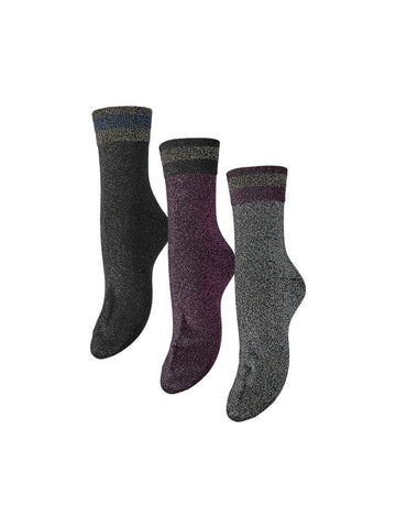 Pcjoley Glitter Socks 3 - Pack - koop Sokken van Pieces bij Meisjes Brugge