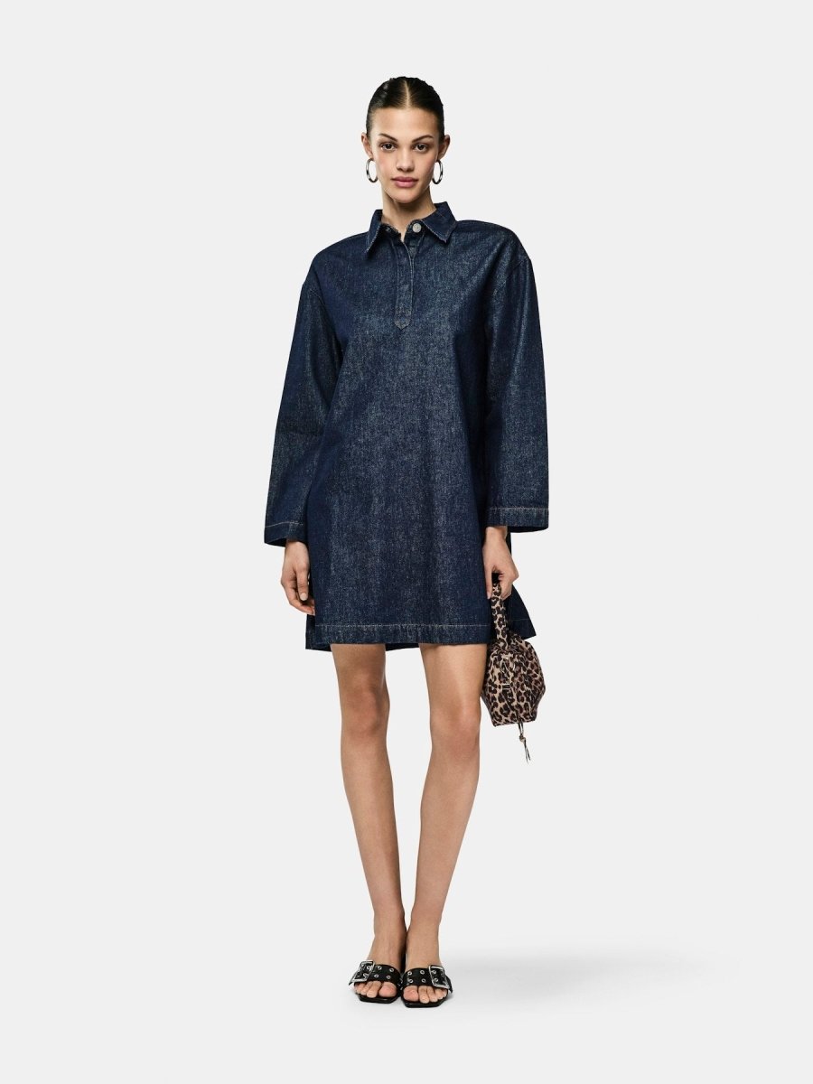 Pckenya Ls A - Shape Denim Dress Noos - koop Jurken van Pieces bij Meisjes Brugge
