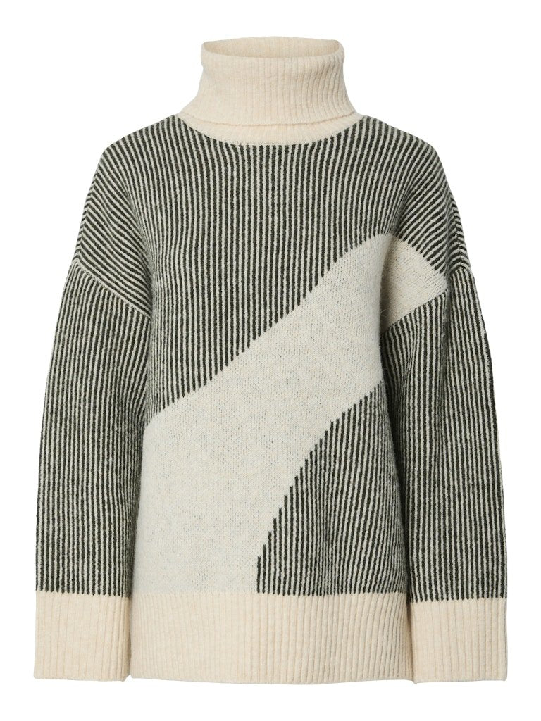 Darkest spruce Pulls - Pclinna Roll Neck Loose Knit van Pieces