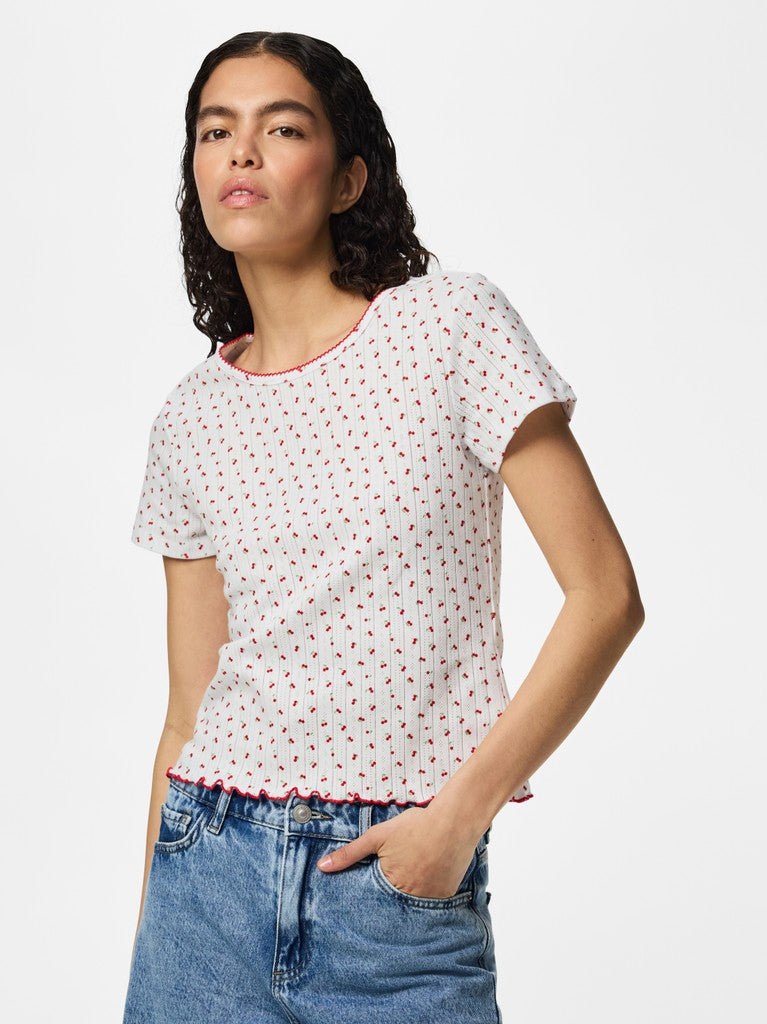 Pcmya Ss Pointelle T-Shirt D2D – Tops voor dames in kleur | Meisjes