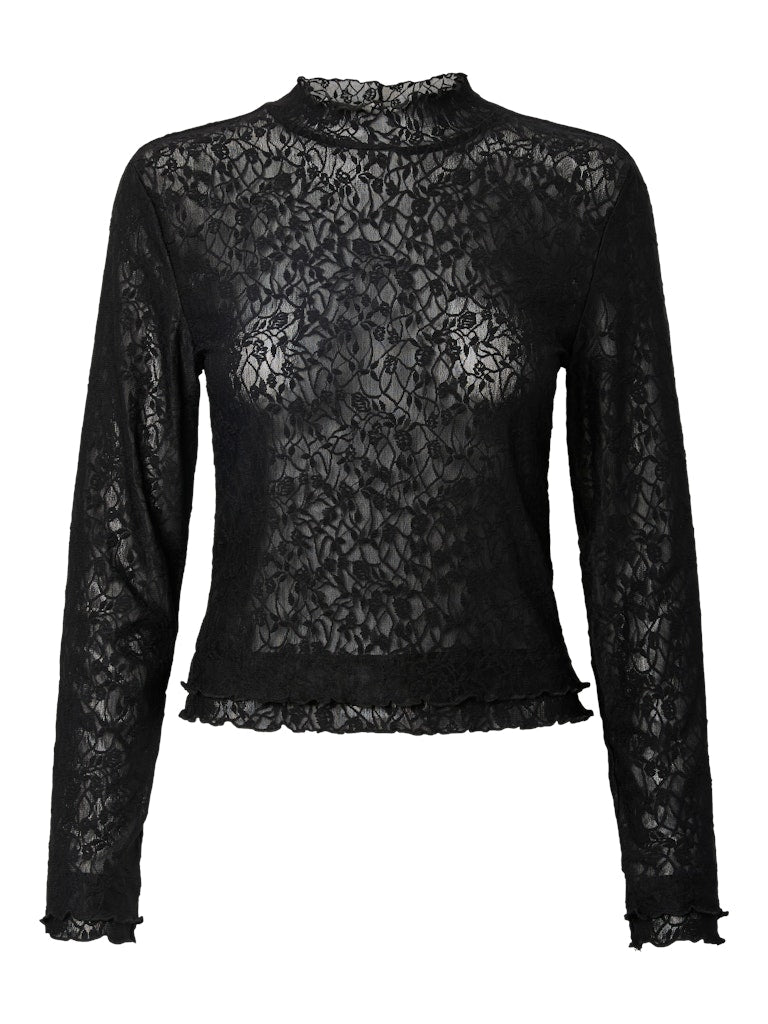 Black Tops - Pcollie Ls Lace Top van Pieces