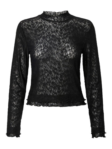 Black Tops - Pcollie Ls Lace Top van Pieces