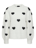 Cloud Dancer Pulls - Pcrina Ls O-Neck Heart Knit van Pieces