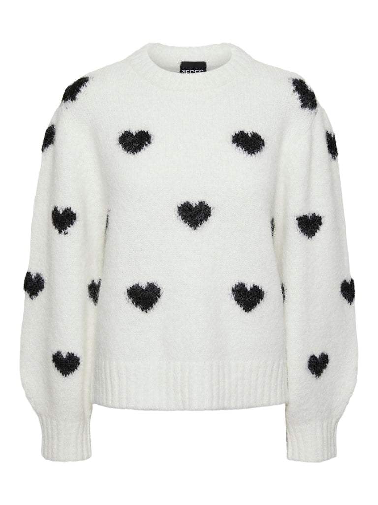 Pcrina Ls O-Neck Heart Knit van Pieces – Pulls voor dames | Meisjes Brugge