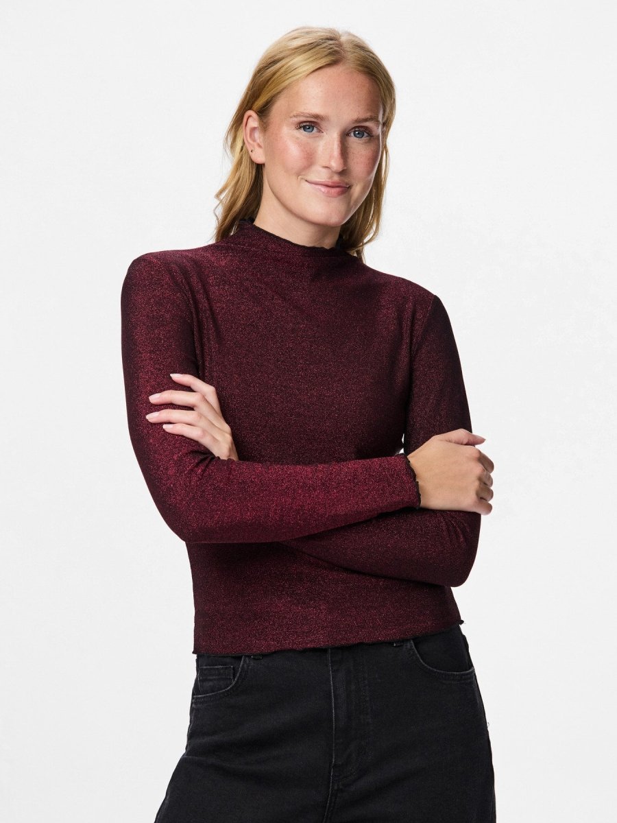 Pcsandra Ls Mockneck Top - koop Tops van Pieces bij Meisjes Brugge