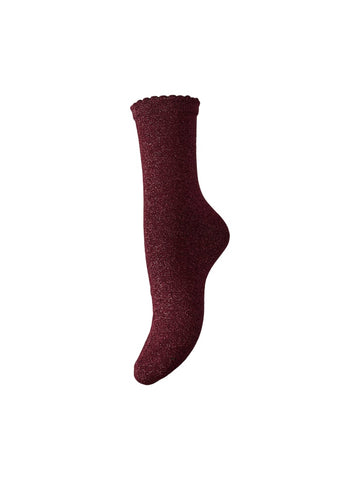 Tawny port ONE SIZE Sokken - Pcsebby Glitter Long Socks Noos van Pieces