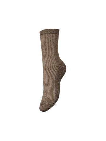 Morel Taupe Gray ONE SIZE Sokken - Pcsebby Glitter Stripe Socks Noos van Pieces