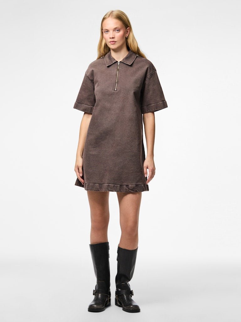 Jurken - Pcselma 3/4 Zip Denim Dress D2D van Pieces
