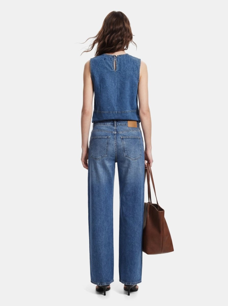Pcsilke Sl Denim Top Noos van Pieces – Tops voor dames | Meisjes Brugge