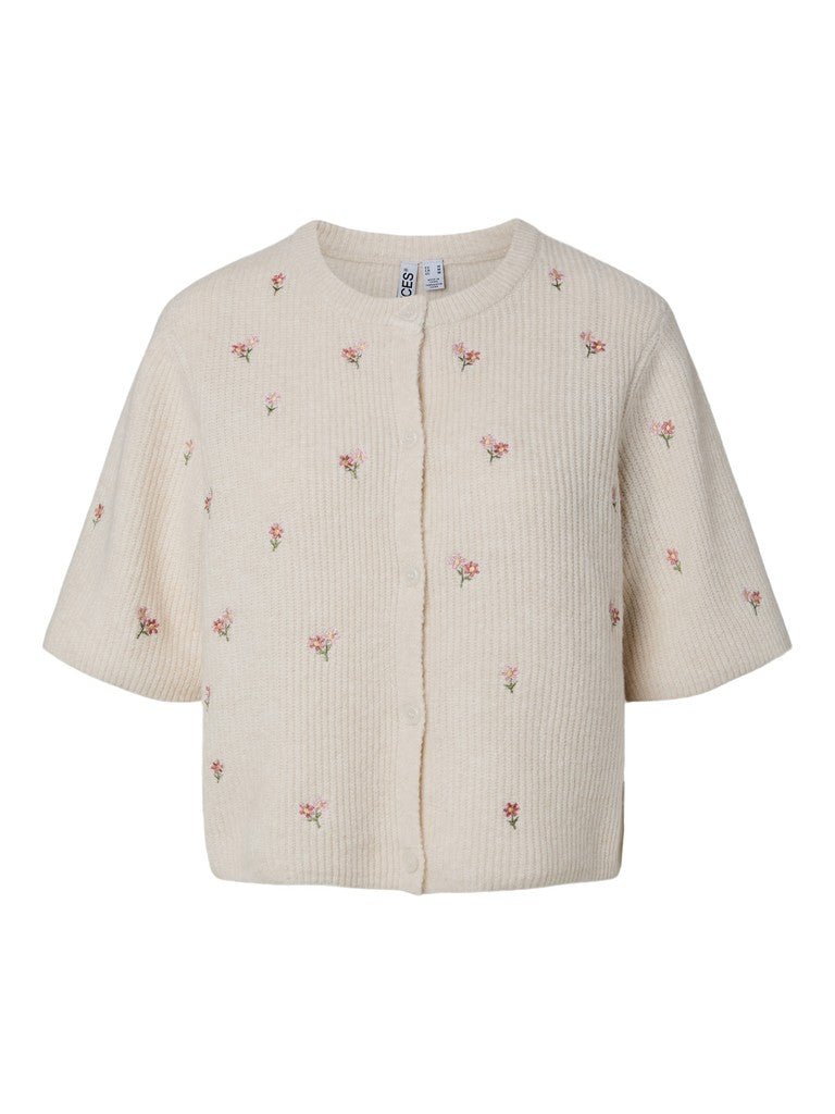 Pcsilly Ss O-Neck Emb Knit Cardigan van Pieces – Cardigans voor dames | Meisjes Brugge