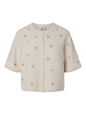 Pcsilly Ss O-Neck Emb Knit Cardigan van Pieces – Cardigans voor dames | Meisjes Brugge