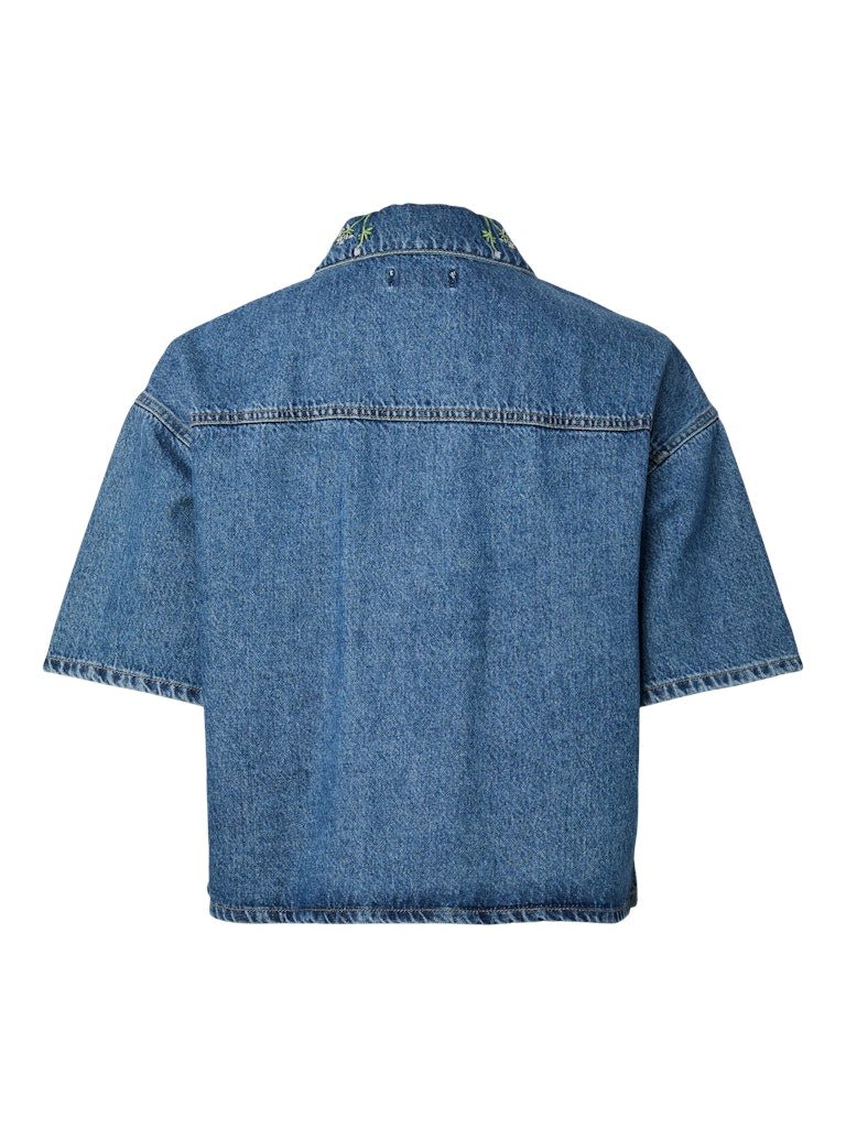 Pcsky Embroidery 3/4 Denim Shirt van Pieces – Shirts voor dames | Meisjes Brugge
