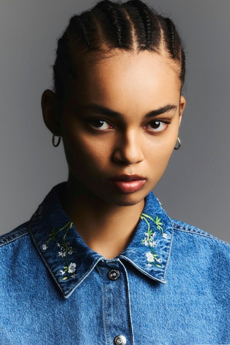 Pcsky Embroidery 3/4 Denim Shirt van Pieces – Shirts voor dames | Meisjes Brugge