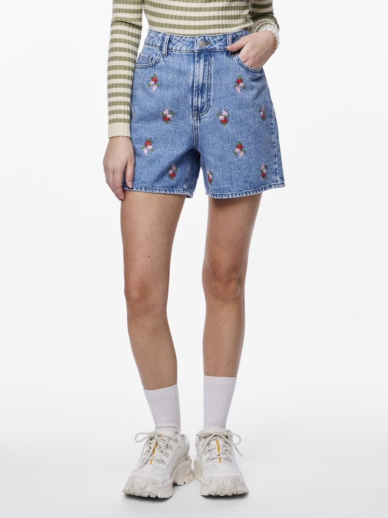 Pcsky Hw Embroidery Denim Shorts – Shorts voor dames in kleur | Meisjes