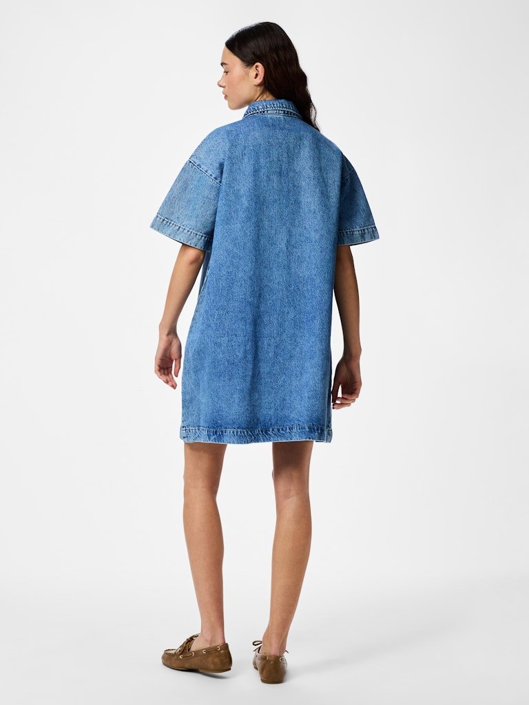 Pcsky Ss A-Shape Denim Dress Noos van Pieces – Jurken voor dames | Meisjes Brugge
