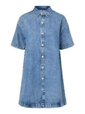 Jurken - Pcsky Ss A-Shape Denim Dress Noos van Pieces