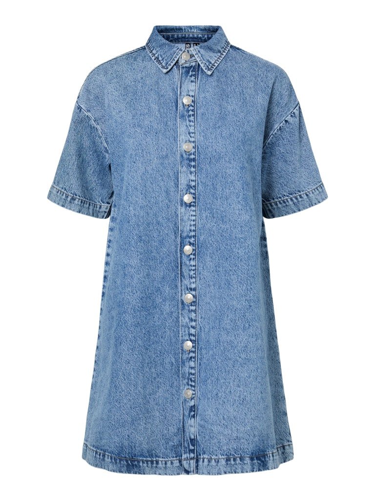 Pcsky Ss A-Shape Denim Dress Noos van Pieces – Jurken voor dames | Meisjes Brugge