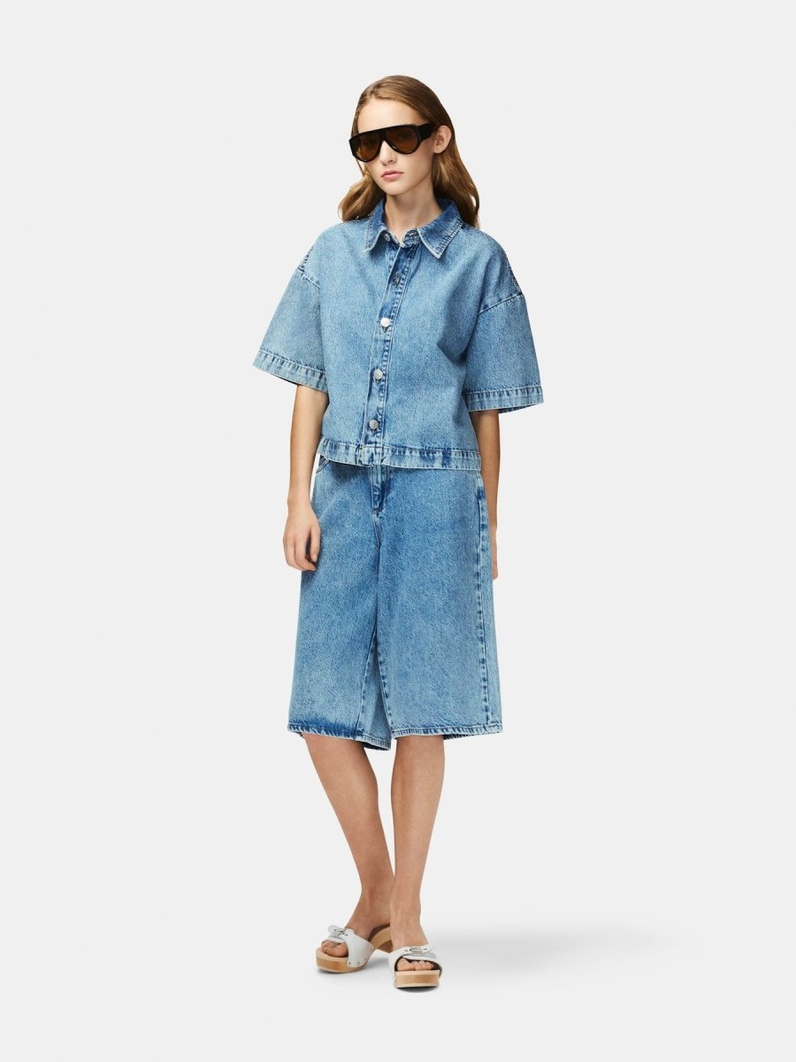Pcsky Ss A-Shape Denim Top Noos van Pieces – Shirts voor dames | Meisjes Brugge