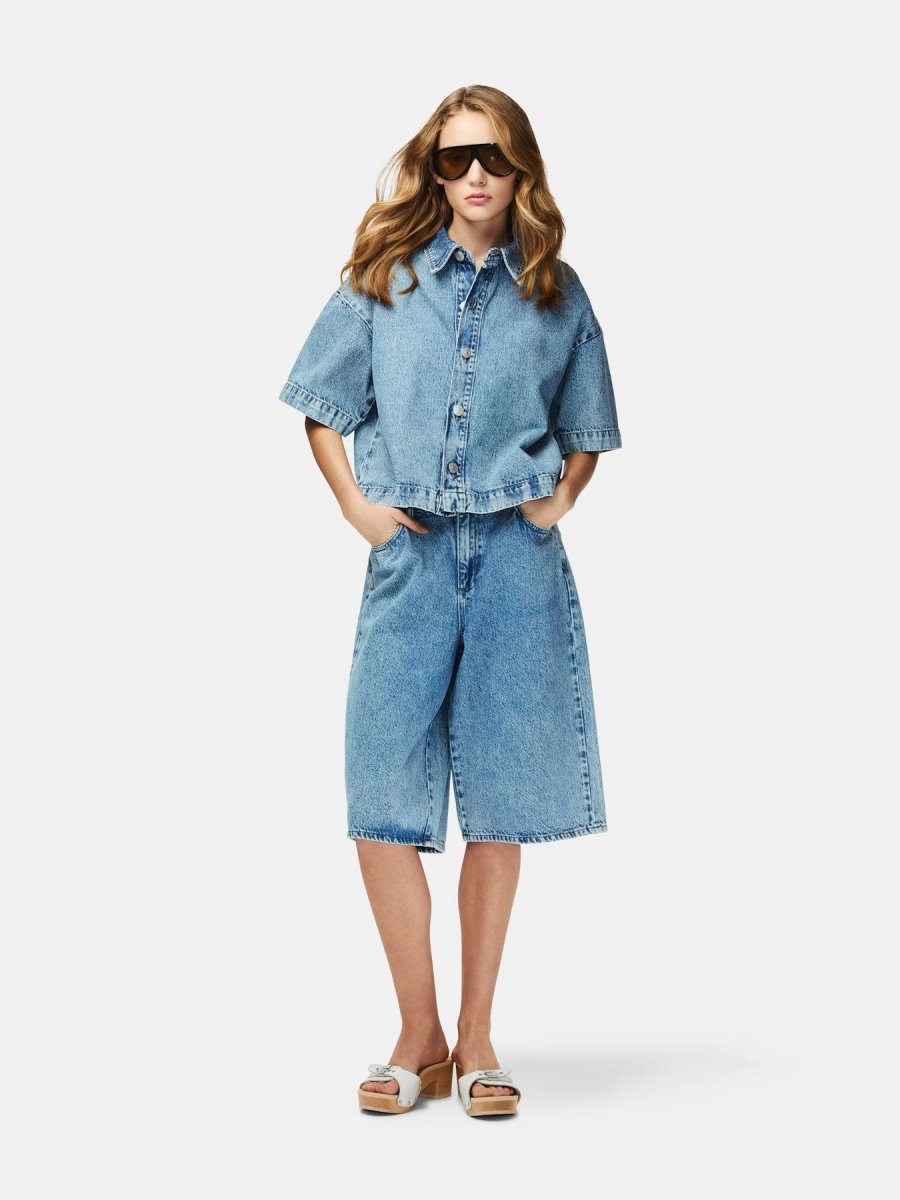 Pcsky Ss A - Shape Denim Top Noos – Shirts voor dames in kleur | Meisjes